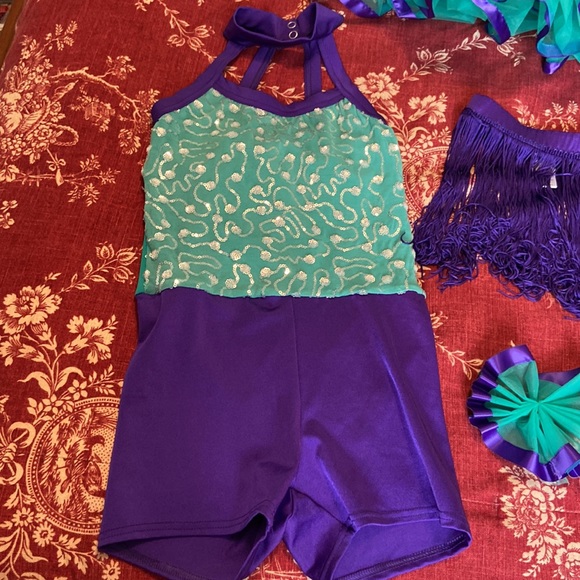 4 piece Weismann MC dance outfit💕little mermaid vibes💕 🧜🏼‍♀️ 💕 teal& purple - Picture 2 of 14